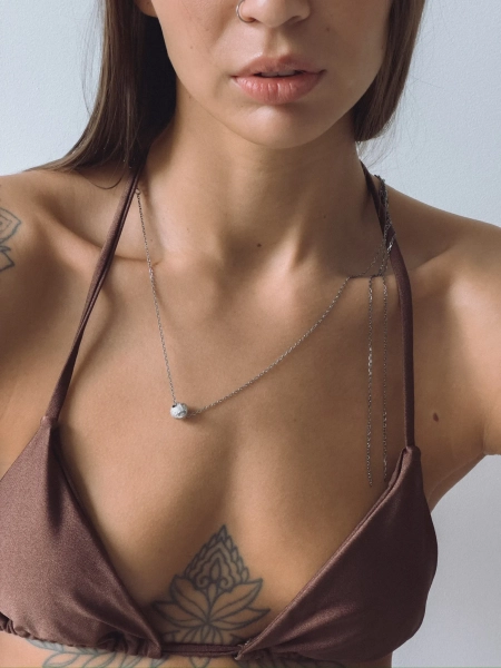 Серебряное колье «Земля» black SBLESKOM, цвет: серебро, 92072 купить онлайн