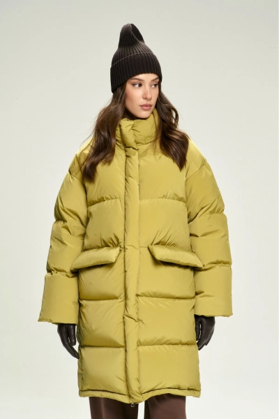 Пуховик удлиненный Olive Erist store, цвет: оливковый, НФ-00002829 купить онлайн