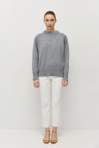 Джемпер из мерсеризованного хлопка AROUND, цвет: французский серый, 219_86C08 купить онлайн