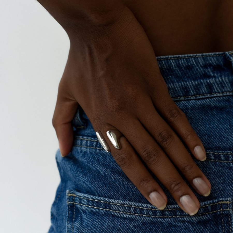 Массивное незамкнутое кольцо Darkrain, цвет: серебро, SR4013 купить онлайн