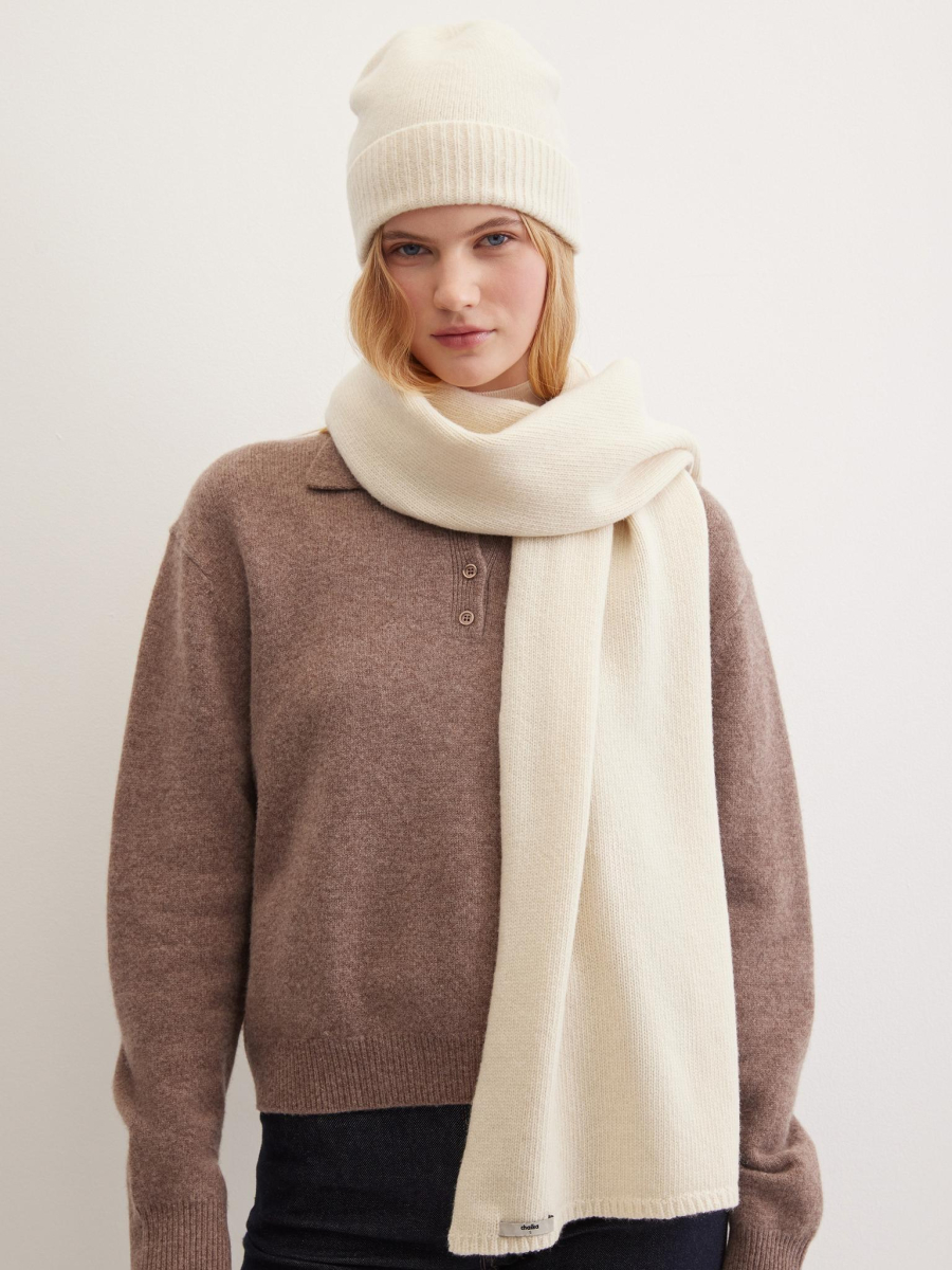 Шарф из шерсти мериноса и кашемира Chaika, цвет: молочный AW25SF02-01 купить онлайн