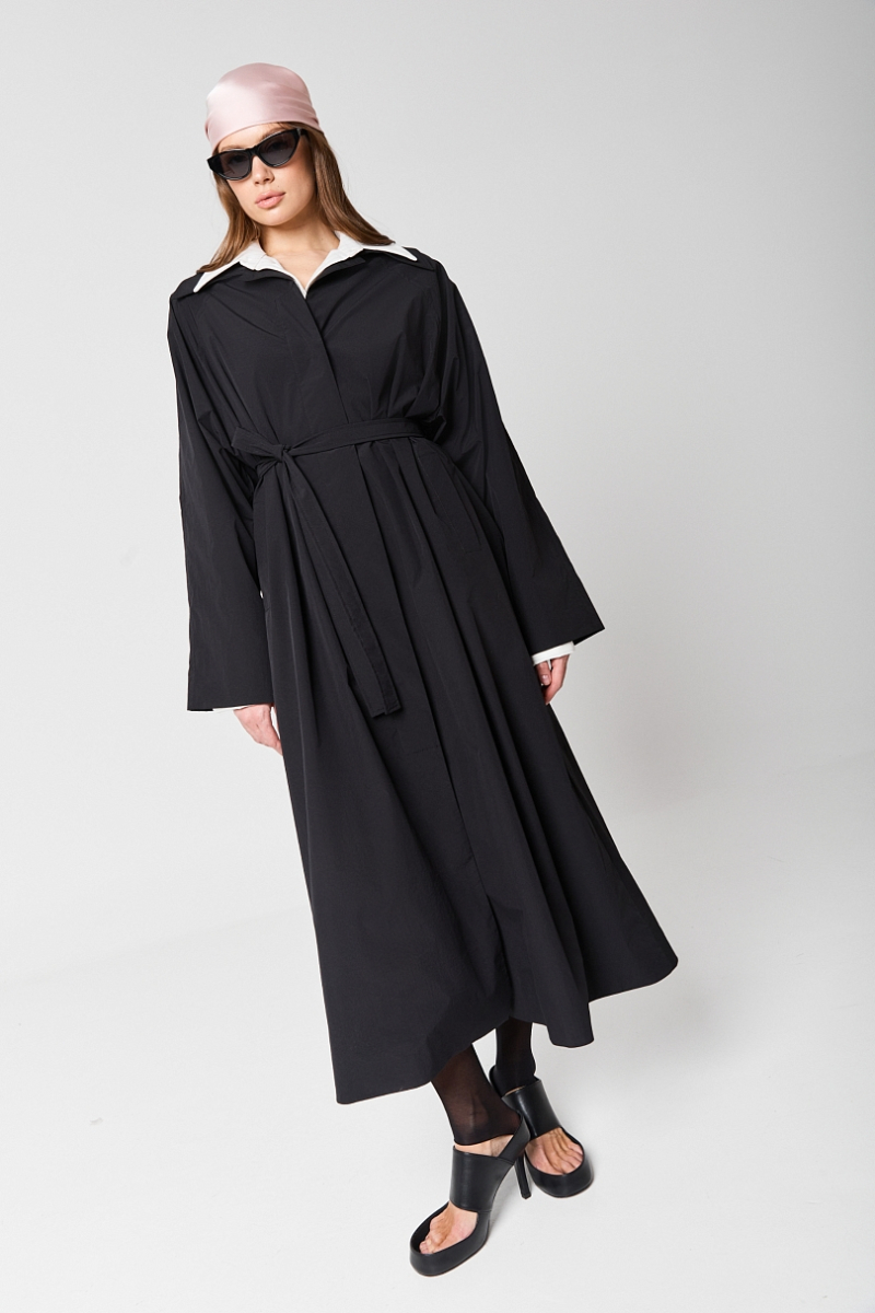 Тренч облегченный из технологичной ткани Ricoco, цвет: Черный, 7067/2 купить онлайн