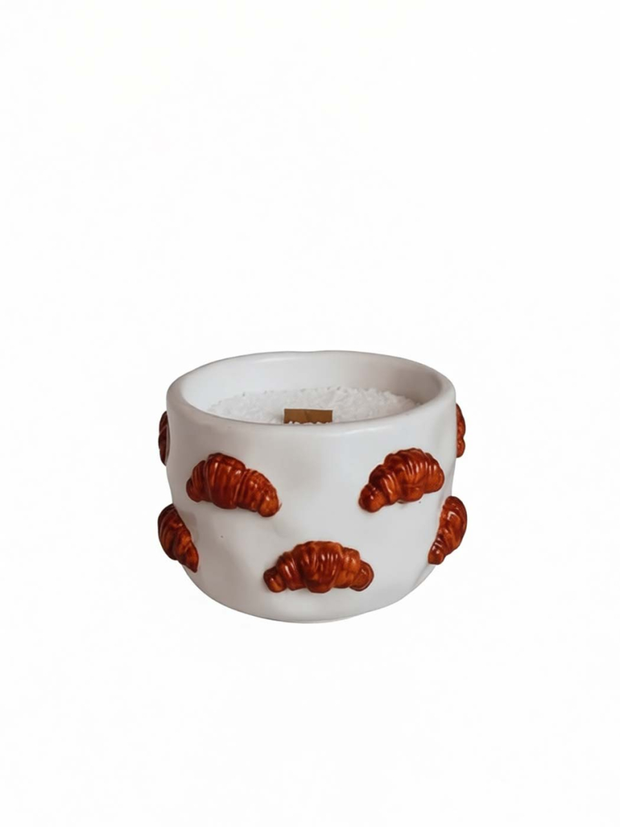 Свеча мятый стакан с круассанами, аромат Crème brulee