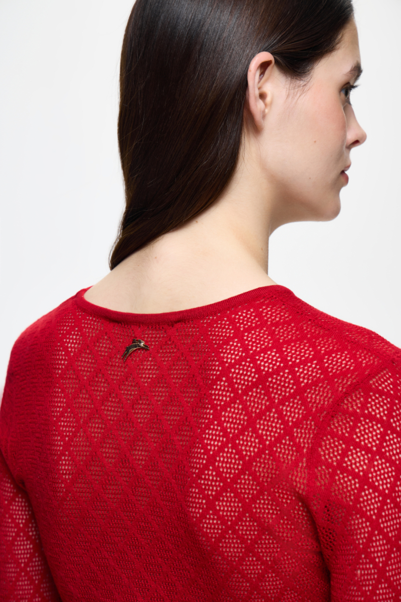 Джемпер ажурный DREAMS BY ALENA AKHMADULLINA, цвет: красный, 225104140304164/105000 купить онлайн