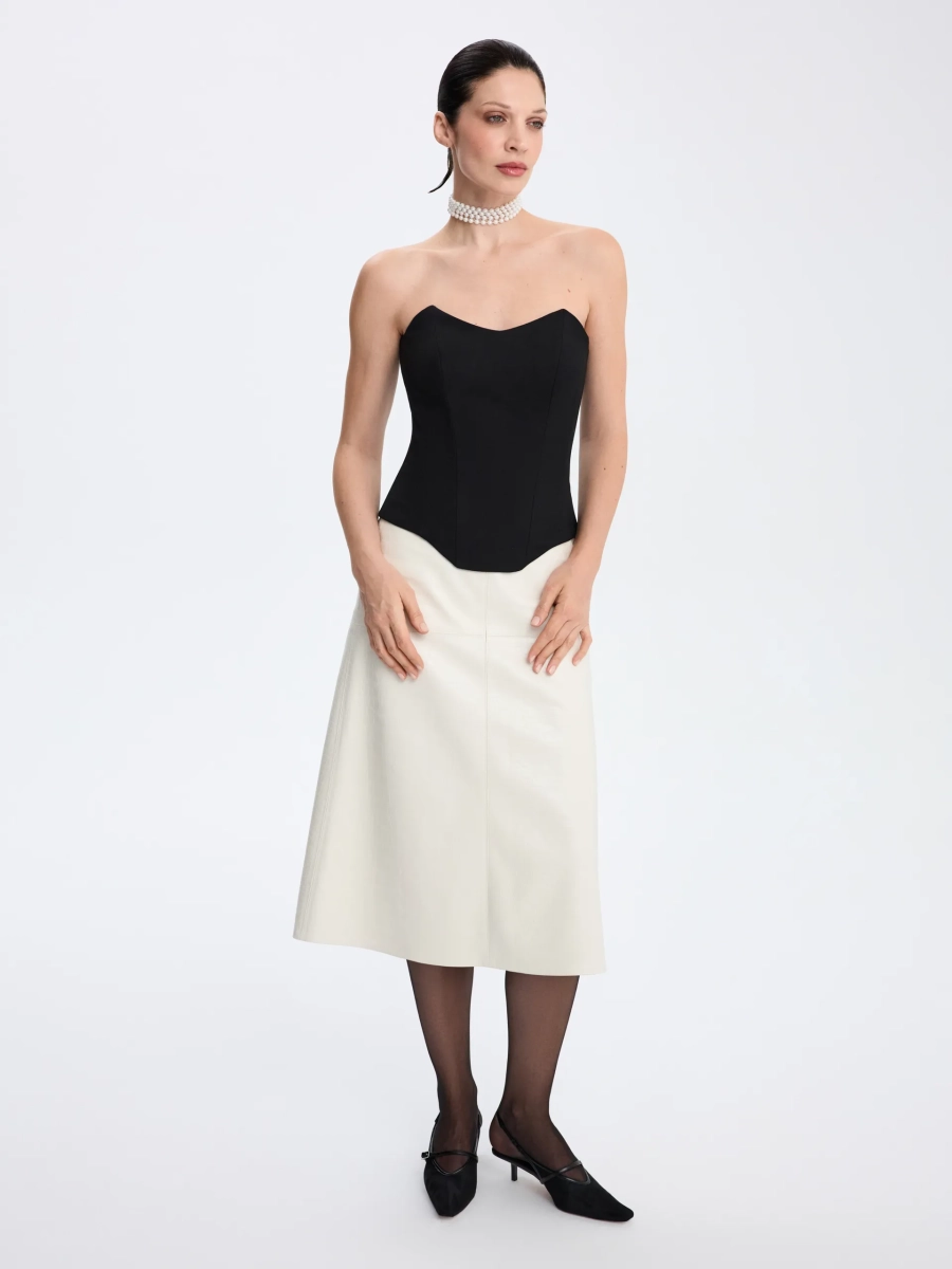 Юбка из фактурной экокожи ANNA PEKUN, цвет: белый,  купить онлайн