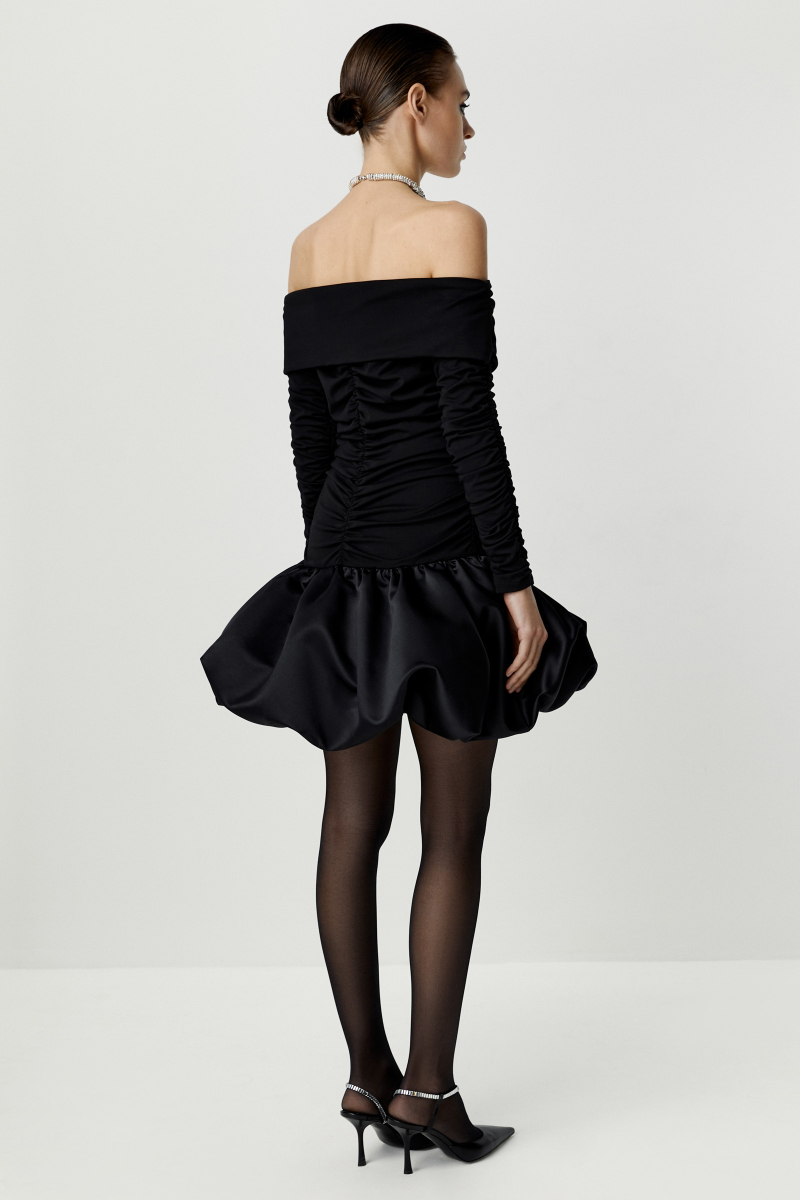 Платье с драпировкой и юбкой-баллон Charmstore, цвет: Черный, 111-27762-880 купить онлайн