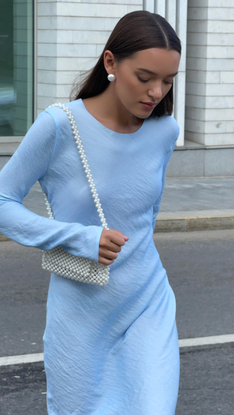 Платье из вискозы Fabrik Atelier, цвет: голубой, PKG купить онлайн