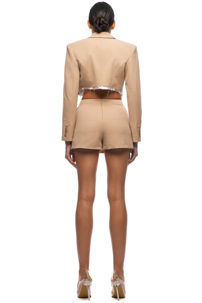 Укороченный жакет с необработанным низом SODAMODA, цвет: бежевый, 17300 купить онлайн