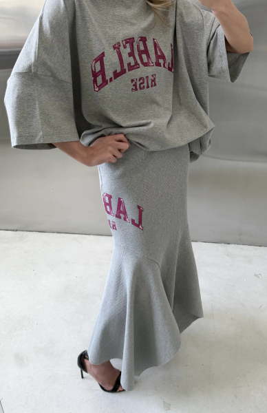 Юбка с клиньями из фактурного трикотажа Label .B, цвет: серый меланж, Sk.27.2.01GRM купить онлайн