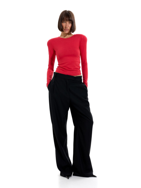 Лонгслив из вискозы с объемными плечами ANOTHER SELECT, цвет: красный, 00185 купить онлайн