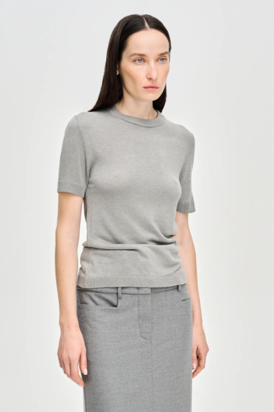 Футболка Slim-fit вязанная Label .B, цвет: grey Kn.04.3.0139GR со скидкой купить онлайн