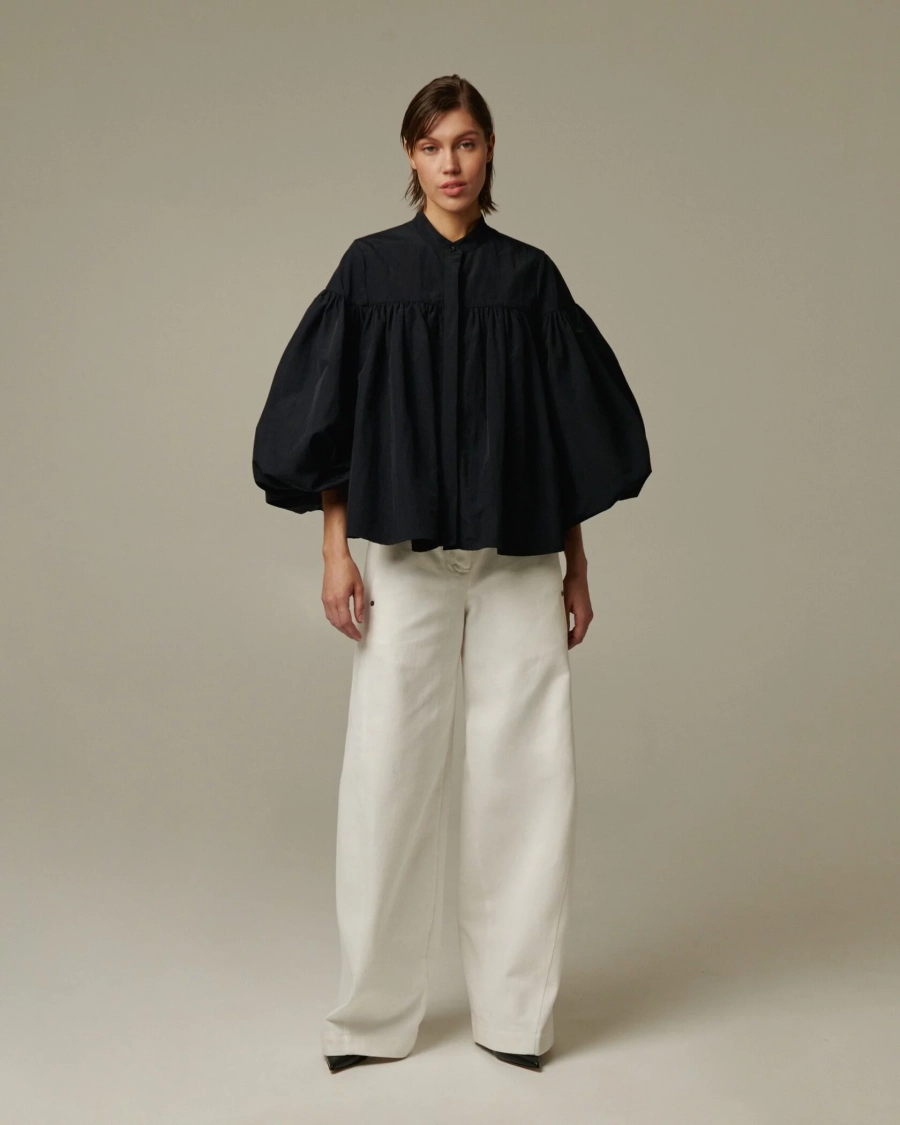 Блуза с акцентными рукавами Anmuse, цвет: Черный, BL24S76-BLС купить онлайн