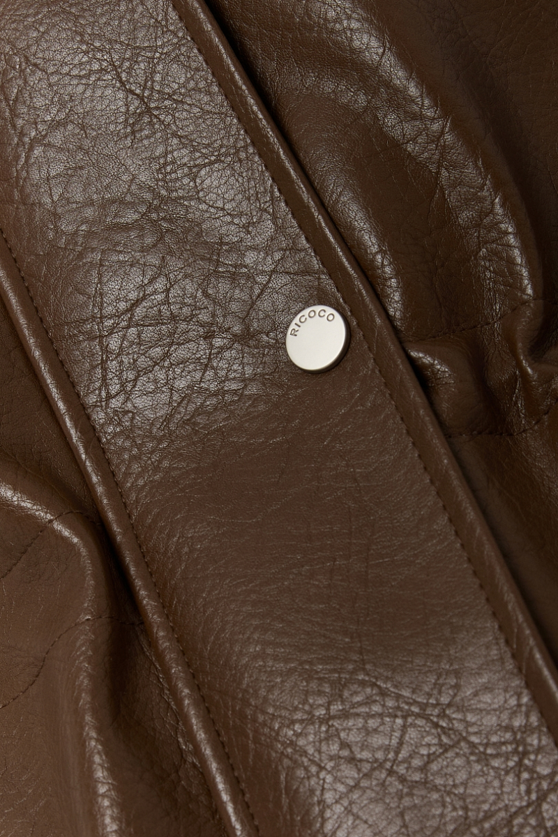 Парка из зернистой экокожи утепленная Ricoco, цвет: светло-коричневый, 6075/3 купить онлайн