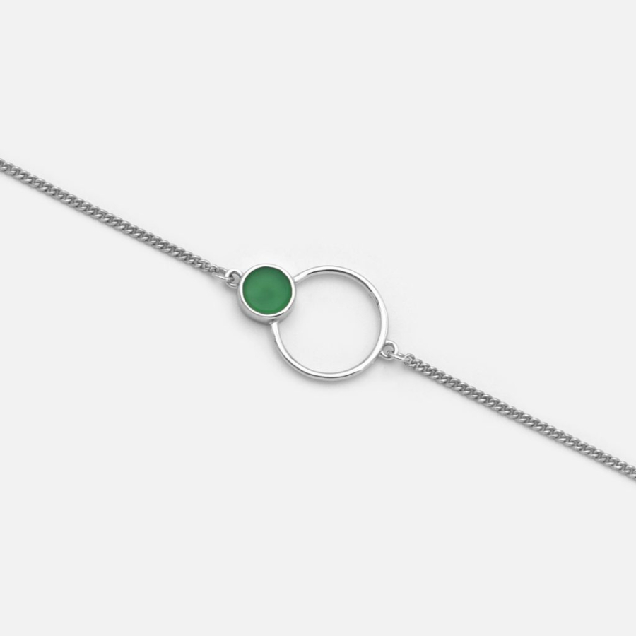Браслет-цепь с зеленым агатом Ombi Darkrain, цвет: серебро, DR1007 купить онлайн