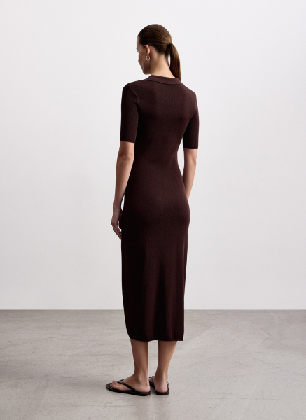 Платье вязаное с воротником поло ALL WE NEED, цвет: коричневый, 2603W3449-19 купить онлайн