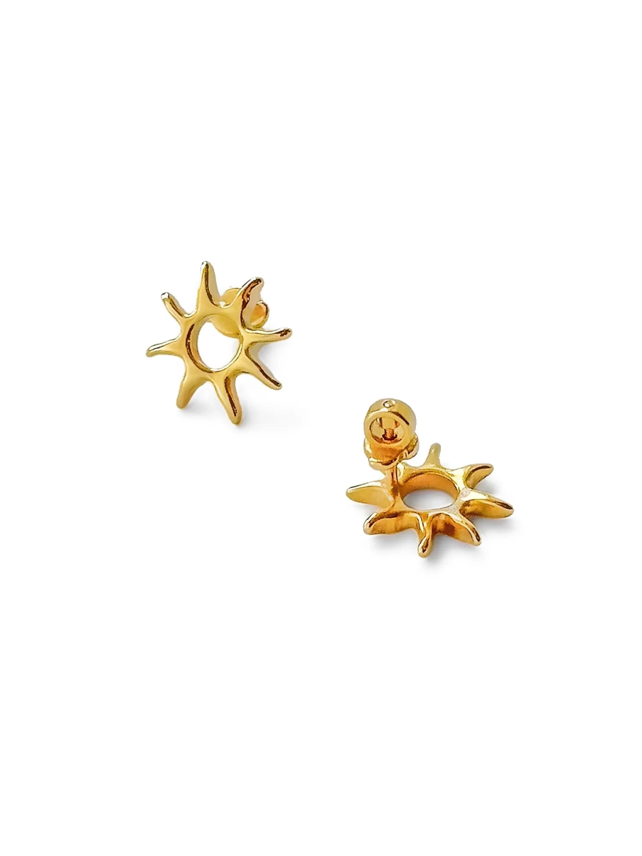 Серебряные серьги-пусеты «Солнце» SBLESKOM, цвет: позолота, 22069 купить онлайн