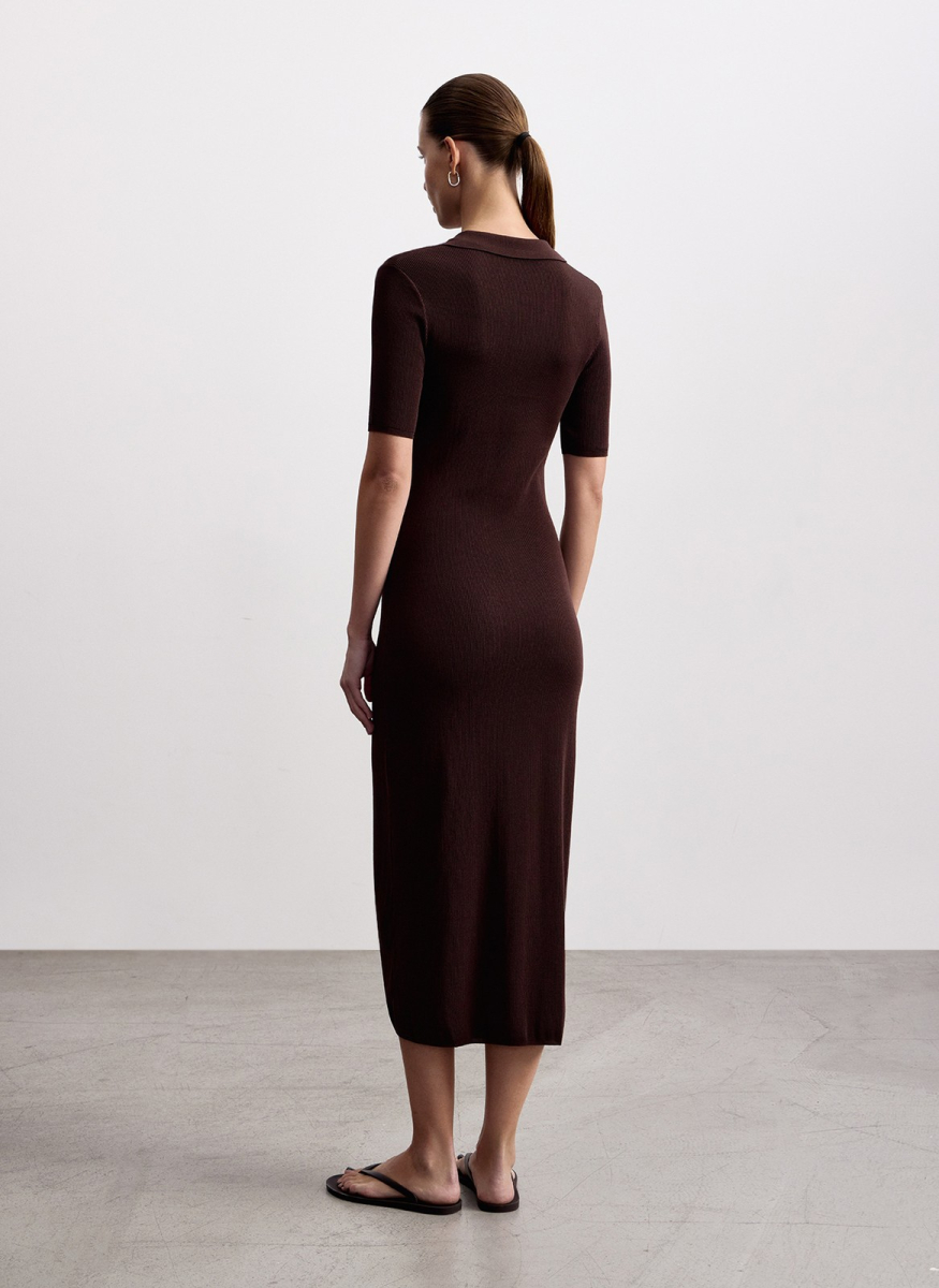 Платье вязаное с воротником поло ALL WE NEED, цвет: коричневый, 2603W3449-19 купить онлайн