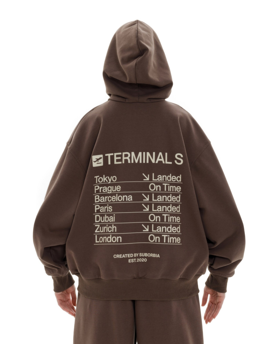 Худи ZIP TERMINAL S `25 Suborbia, цвет: BROWN 04693 |новая коллекция купить онлайн