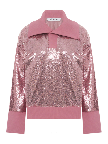 Свитшот с пайетками и воротом