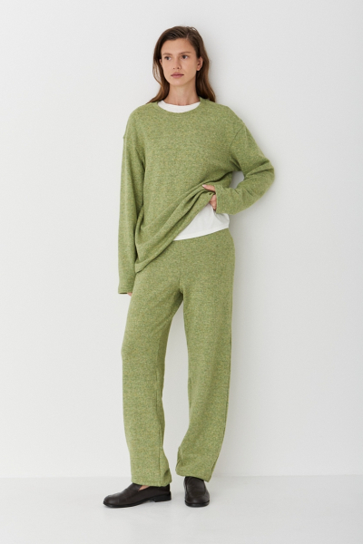 Брюки базовые из смесовой шерсти CL Ricoco, цвет: оливковый, 7036/1 купить онлайн