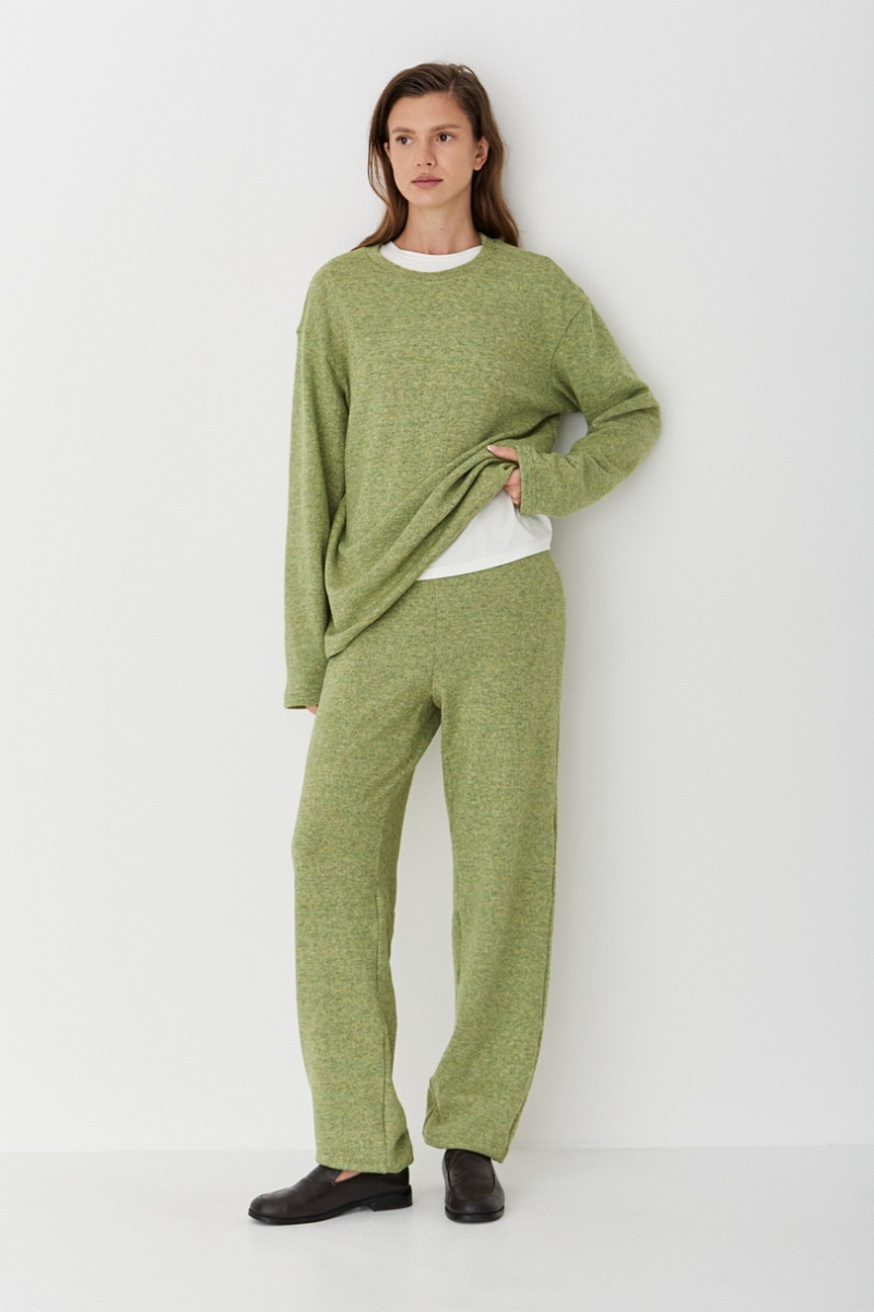 Брюки базовые из смесовой шерсти CL Ricoco, цвет: оливковый, 7036/1 купить онлайн