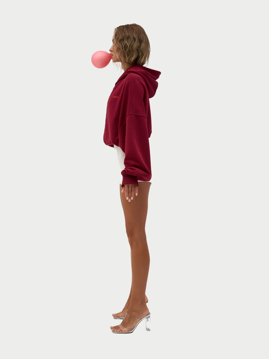 Crop Худи утепленное с кулиской ONSI, цвет: dark red,  купить онлайн