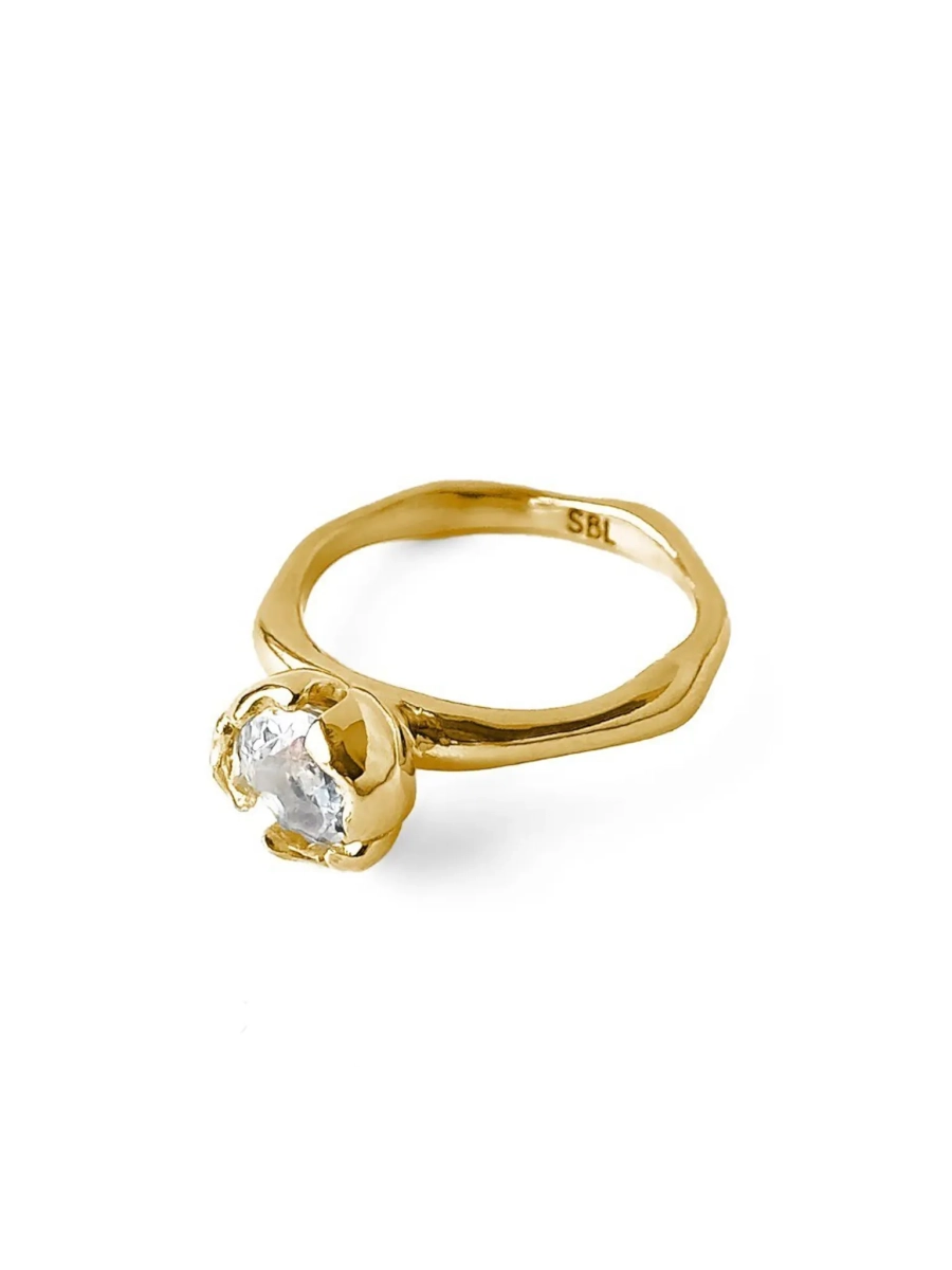 Серебряное кольцо-кувшинка «Васюганские болота» с горным хрусталем SBLESKOM, цвет: позолота, 22127 купить онлайн