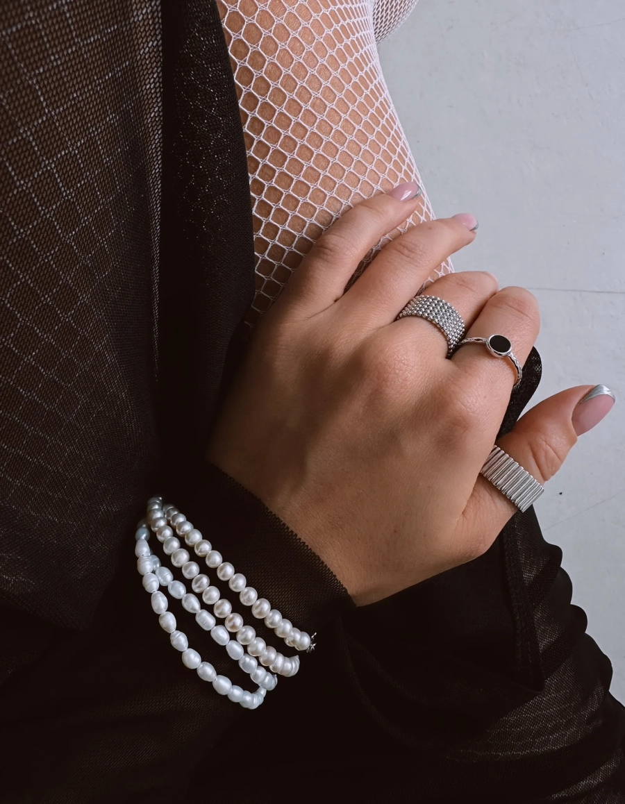 Серебряное широкое кольцо "Bubble"