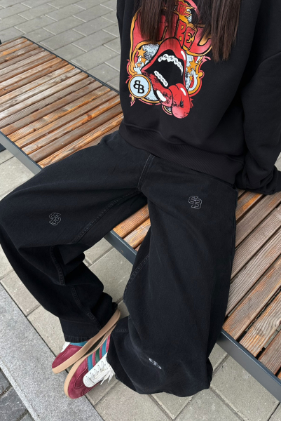 Джинсы "бананы" BLACK