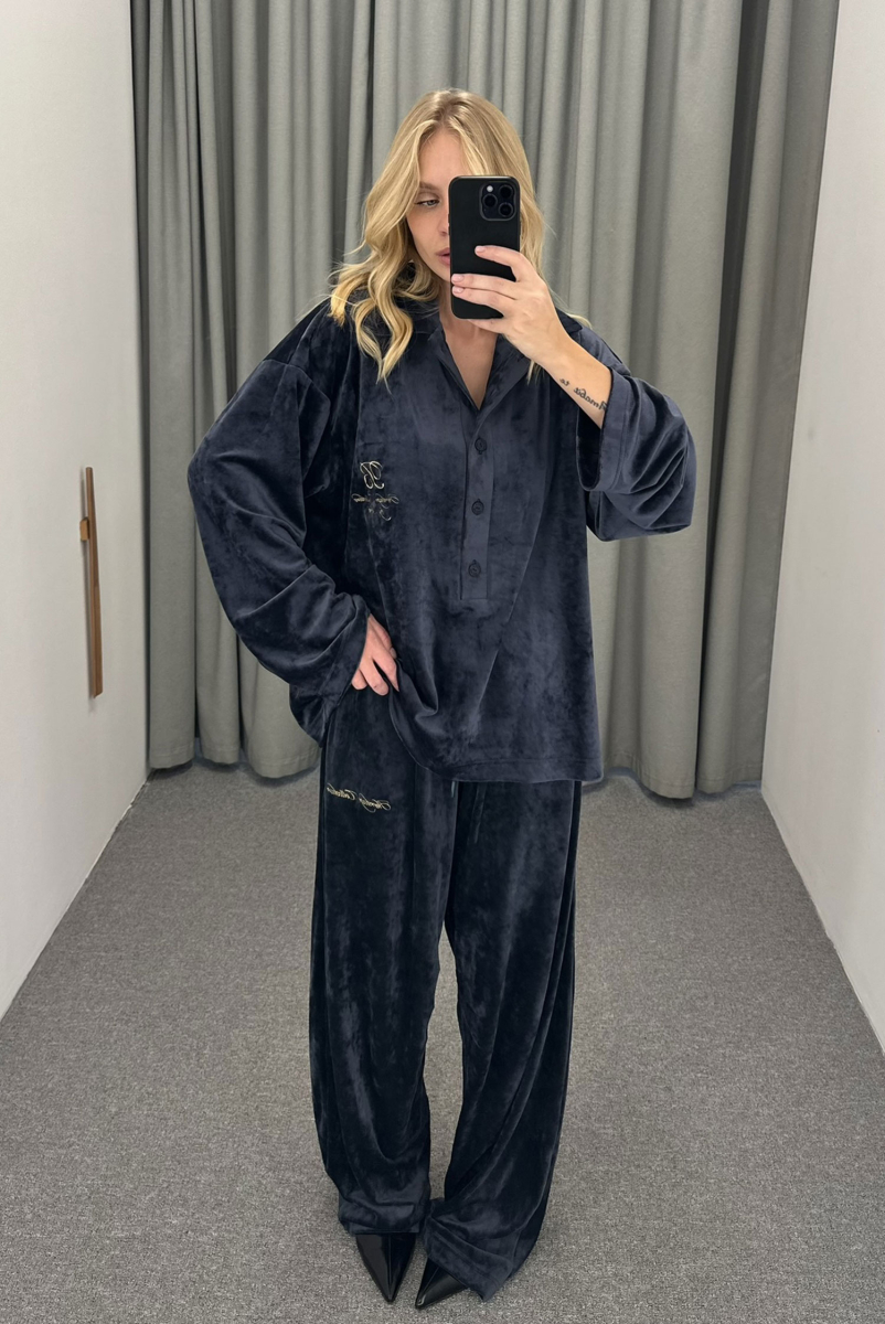 Брюки "бананы" из велюра BLUE Label .B, цвет: blue, Pt.11.3.4134/3BL купить онлайн