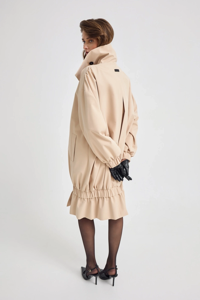 Тренч объемный с воротником стойкой Shtripling, цвет: белый, SHTCOT005MLK купить онлайн