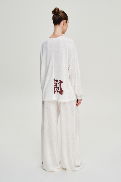 Лонгслив объемный тонкий Label .B, цвет: молочный,  купить онлайн