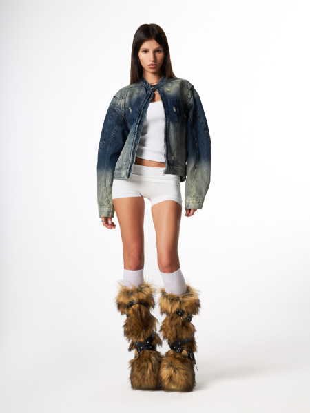 Куртка Cafe racer jacket denim U NAIPACHE, цвет: синий,  купить онлайн