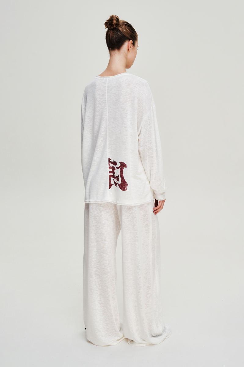 Лонгслив объемный тонкий Label .B, цвет: молочный,  купить онлайн