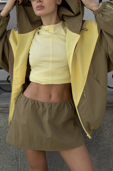 Юбка с шортами плащевая Label .B, цвет: хаки,  купить онлайн
