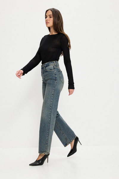 Джинсы прямые с высокой посадкой ABDA, цвет: винтажный синий, 312608603107 купить онлайн