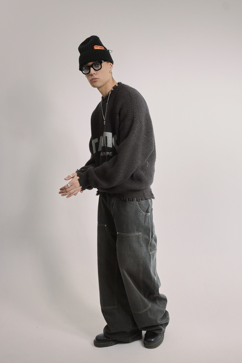 Свитер WORNED SWEATER types, цвет: коричневый,  купить онлайн