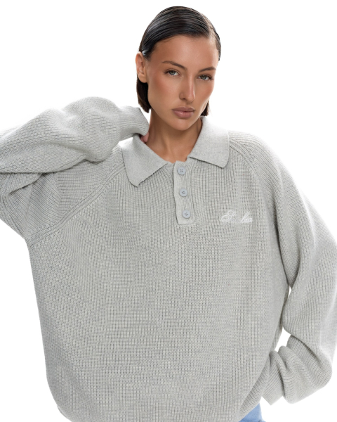 Вязаное поло Suborbia, цвет: серый меланж, 007125 купить онлайн