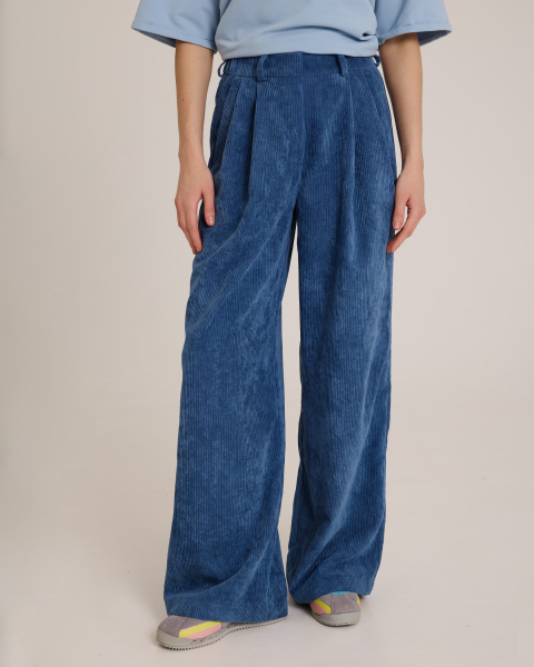 Брюки из вельвета с защипами BLUE Anmuse, цвет: синий, TR25S141-BLU-1 купить онлайн