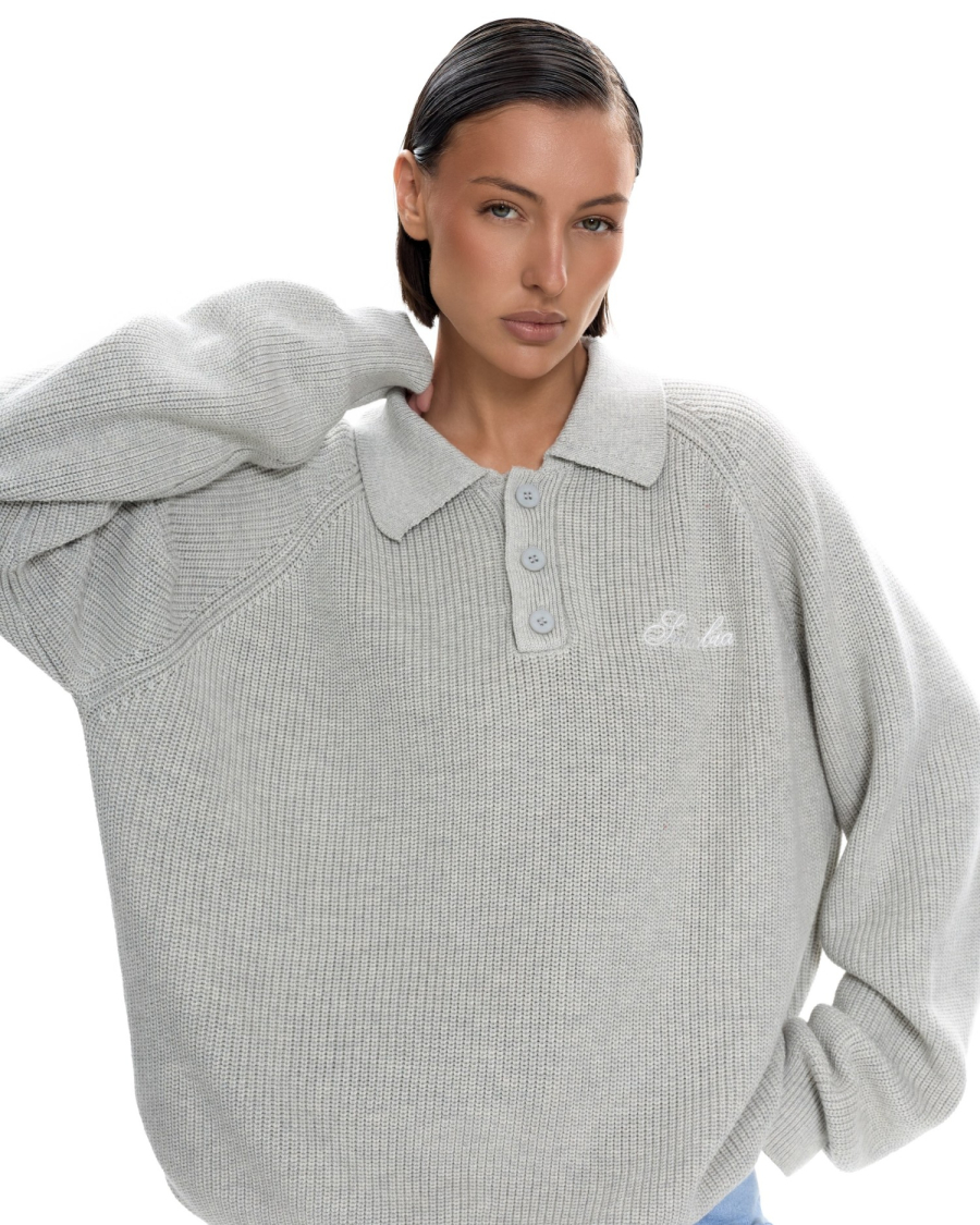 Вязаное поло Suborbia, цвет: серый меланж, 007125 купить онлайн