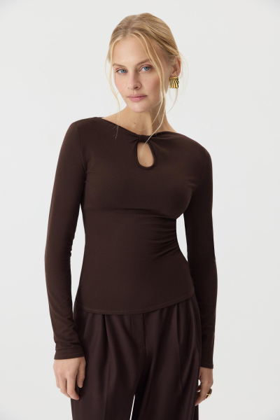 Лонгслив с декоративным узлом Charmstore, цвет: горький шоколад, 205-44165-565 купить онлайн