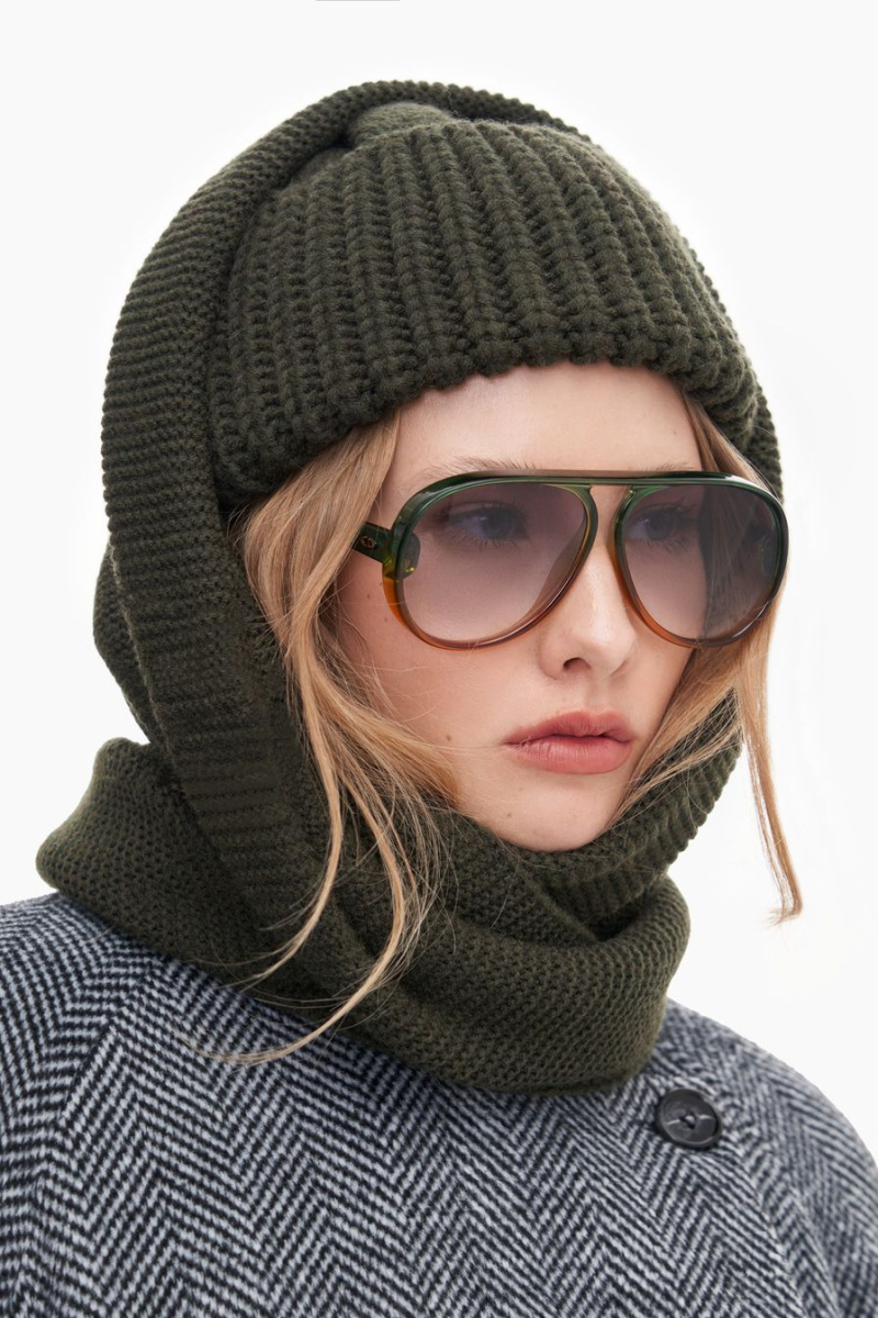 Косынка из смесовой шерсти мериноса TOPTOP, цвет: хаки TT.604.15131.510 купить онлайн