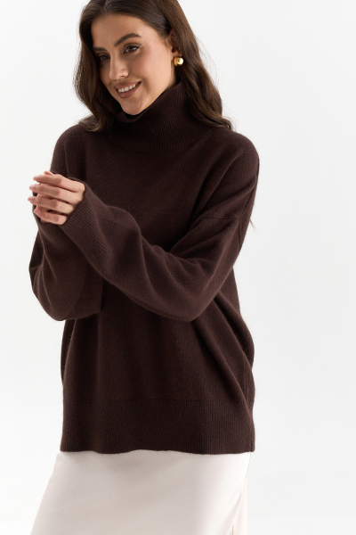 Свитер с широкими рукавами с ангорой Ricoco, цвет: горький шоколад, 5032/4 купить онлайн