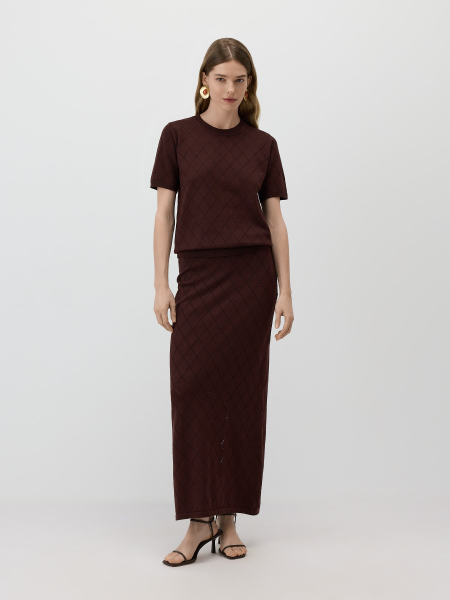 Джемпер с перфорацией Conso, цвет: темно-коричневый, KJS 260738 - темно-коричневый купить онлайн