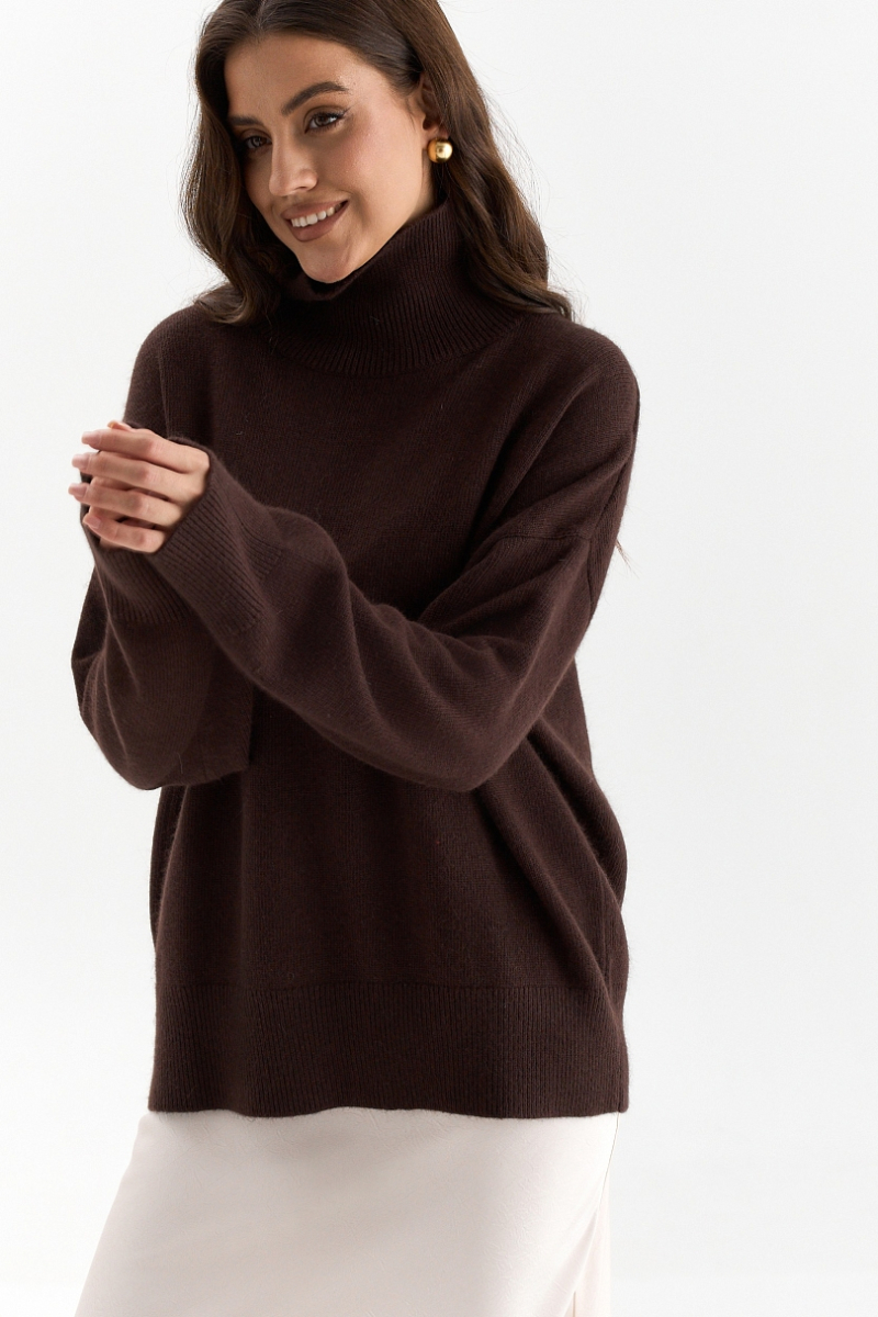 Свитер с широкими рукавами с ангорой Ricoco, цвет: горький шоколад, 5032/4 купить онлайн