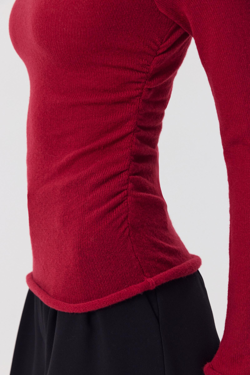 Лонгслив вязанный со сборкой Charmstore, цвет: винный, 313-43785-451 купить онлайн