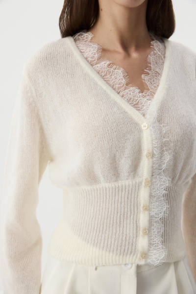 Кардиган с кружевом Charmstore, цвет: молочный, 305-49181-111 купить онлайн