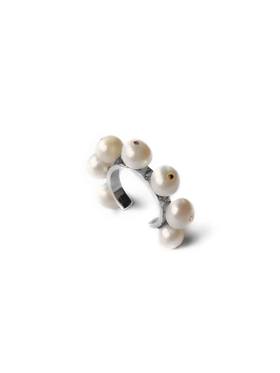 Серебряная серьга-кафф "Base pearl" SBLESKOM, цвет: серебро 11689 |новая коллекция купить онлайн