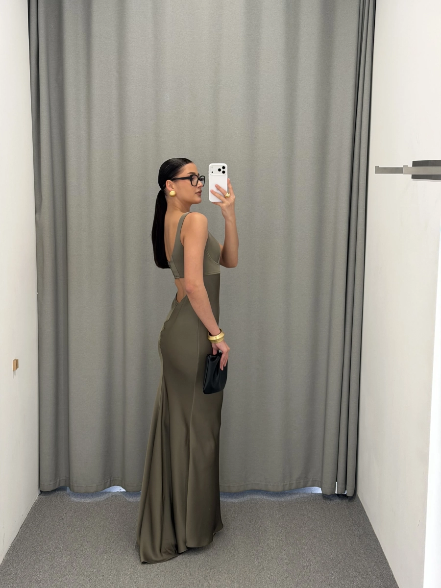 Сарафан в пол с открытой спиной MUSE ME, цвет: оливковый, D059 купить онлайн