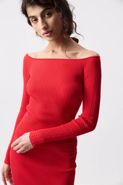 Лонгслив вязаный с ажурным рисунком Charmstore, цвет: красный, 313-54988-440 купить онлайн